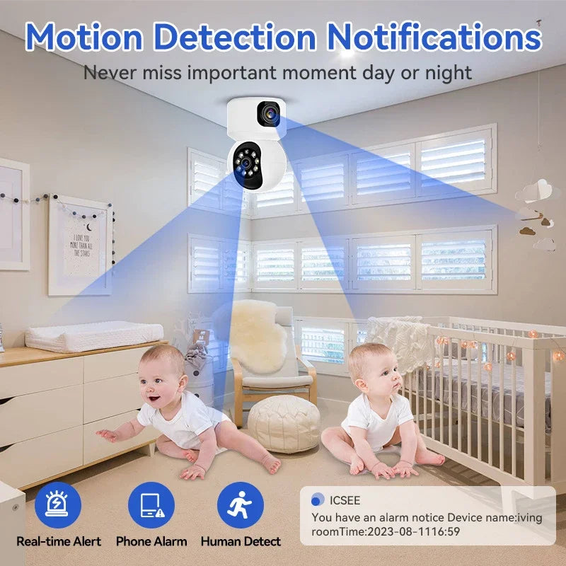 8MP 4K Wireless Camera PTZ Dual Lens WIFI Home Smart Protection IP Camera Night Vision Two Way Audio Surveillance Baby Monitor