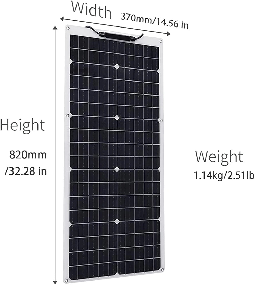 Solar Panel Battery Charger 50W 120W 12V  Flexible Solar Panel 18V Photovoltaic Mono Module  for Caravan Home Roof Car Motorhome