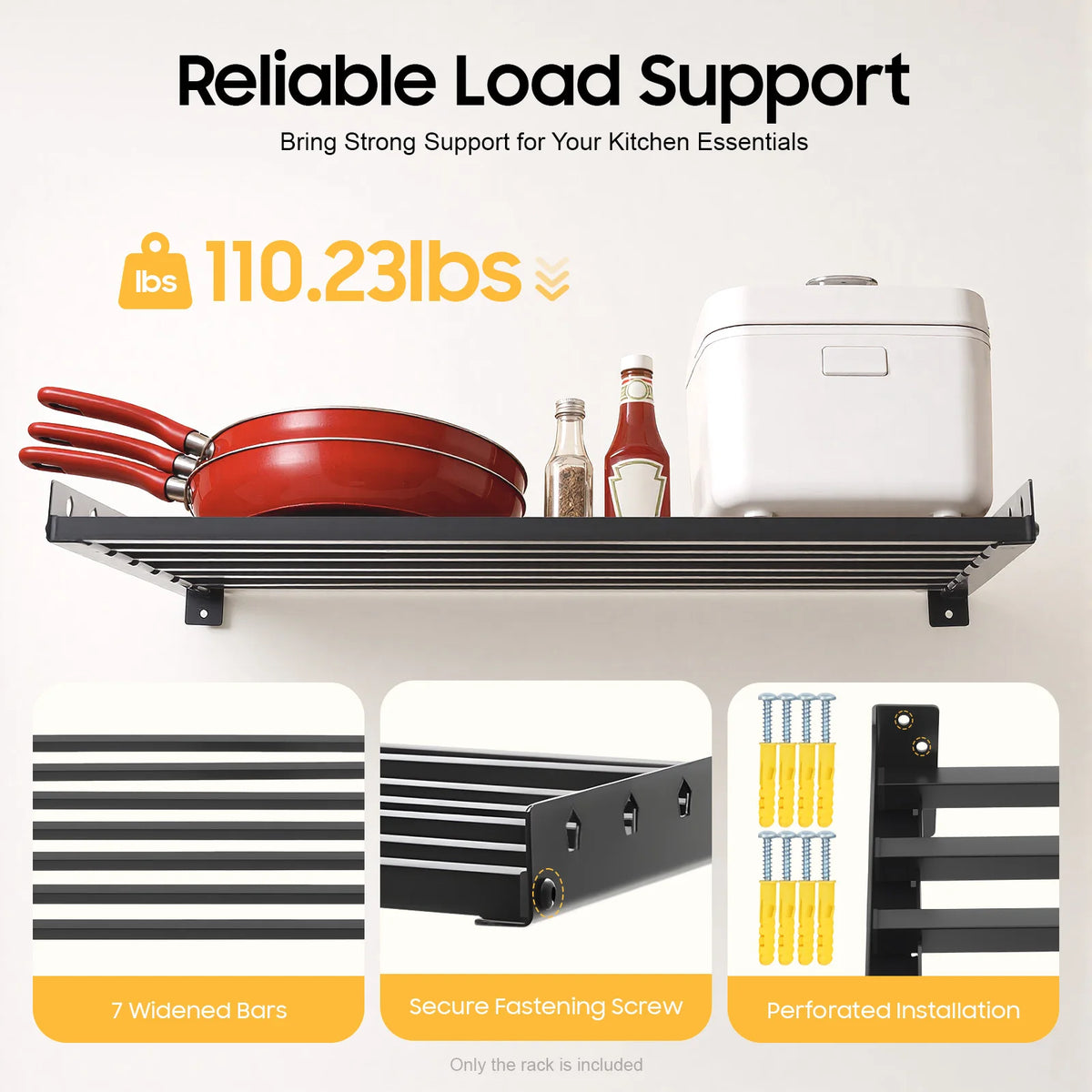 Bymaocar Wall Mounted Kitchen Microwave Oven Steel Shelf Rack