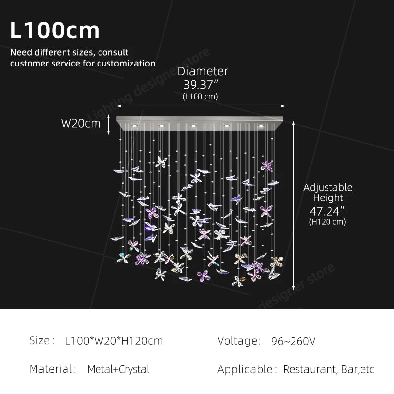 Yingxuan Butterfly Crystal Chandelier For Dining Room Kitchen Island