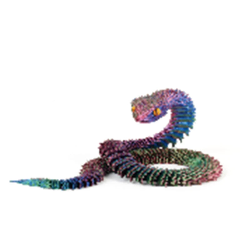 3D Printed Snake Decoration Colorful Model 3D Printed Animals Creative Toy Desk Accessories Room Decor Table Ornament 3 Sizes