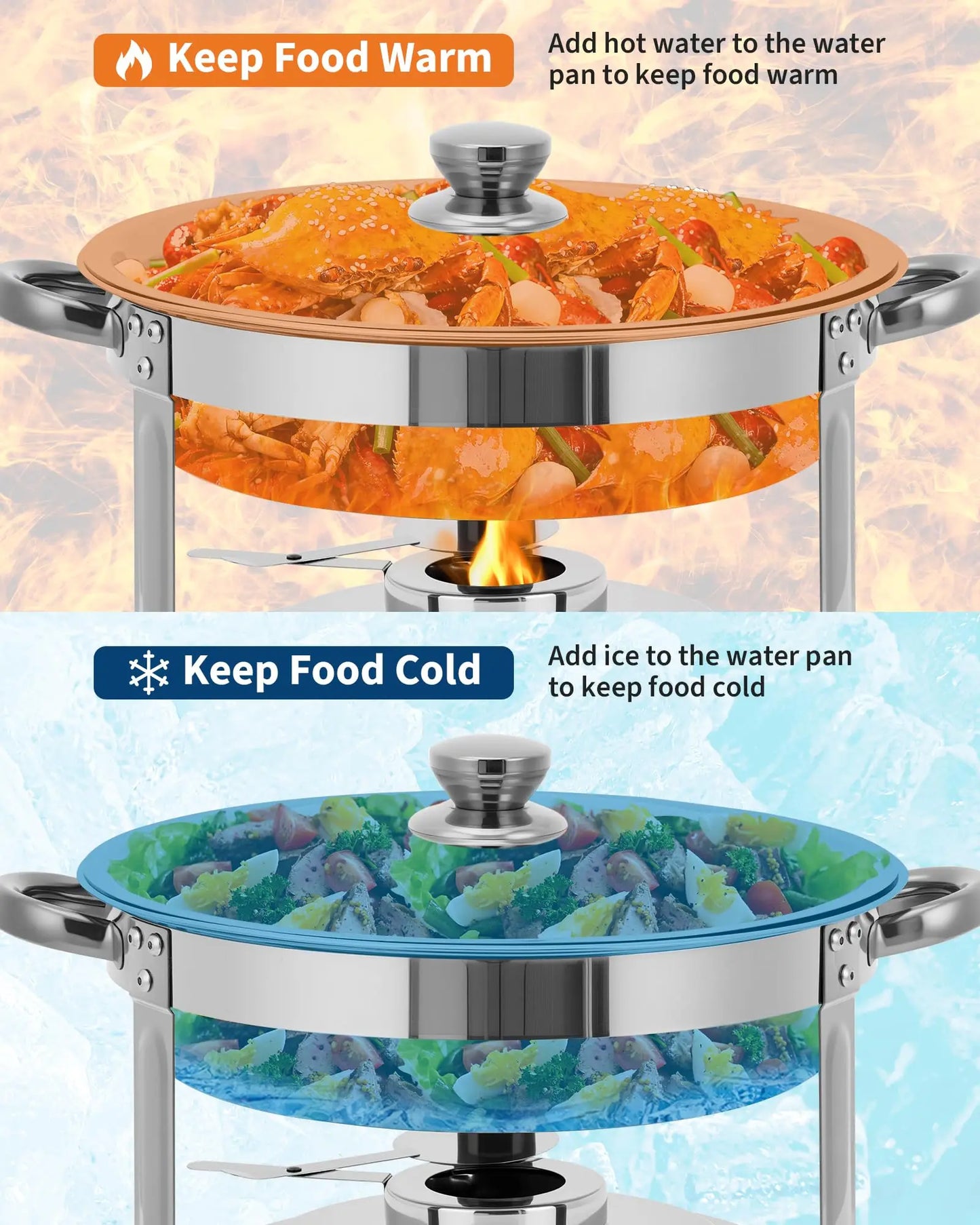 Stainless Steel 5 Qt Round Chafing Dish Set For Catering