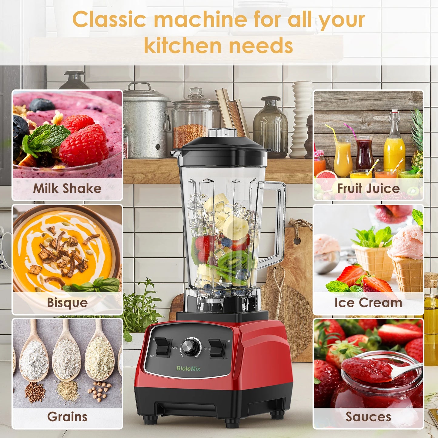 Biolomix Heavy Duty Commercial Blender Juicer Mixer Food Processor
