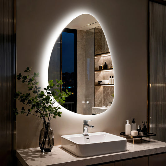 Irregular LED Vanity Mirror With Touch Control And Anti Fog