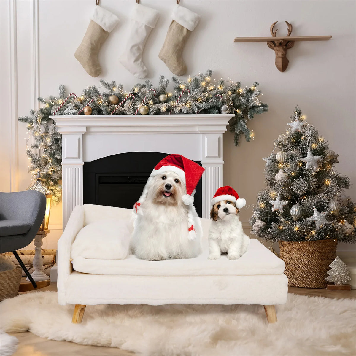 BINGOPAW Waterproof Elevated Pet Sofa Bed With Plush Cushion