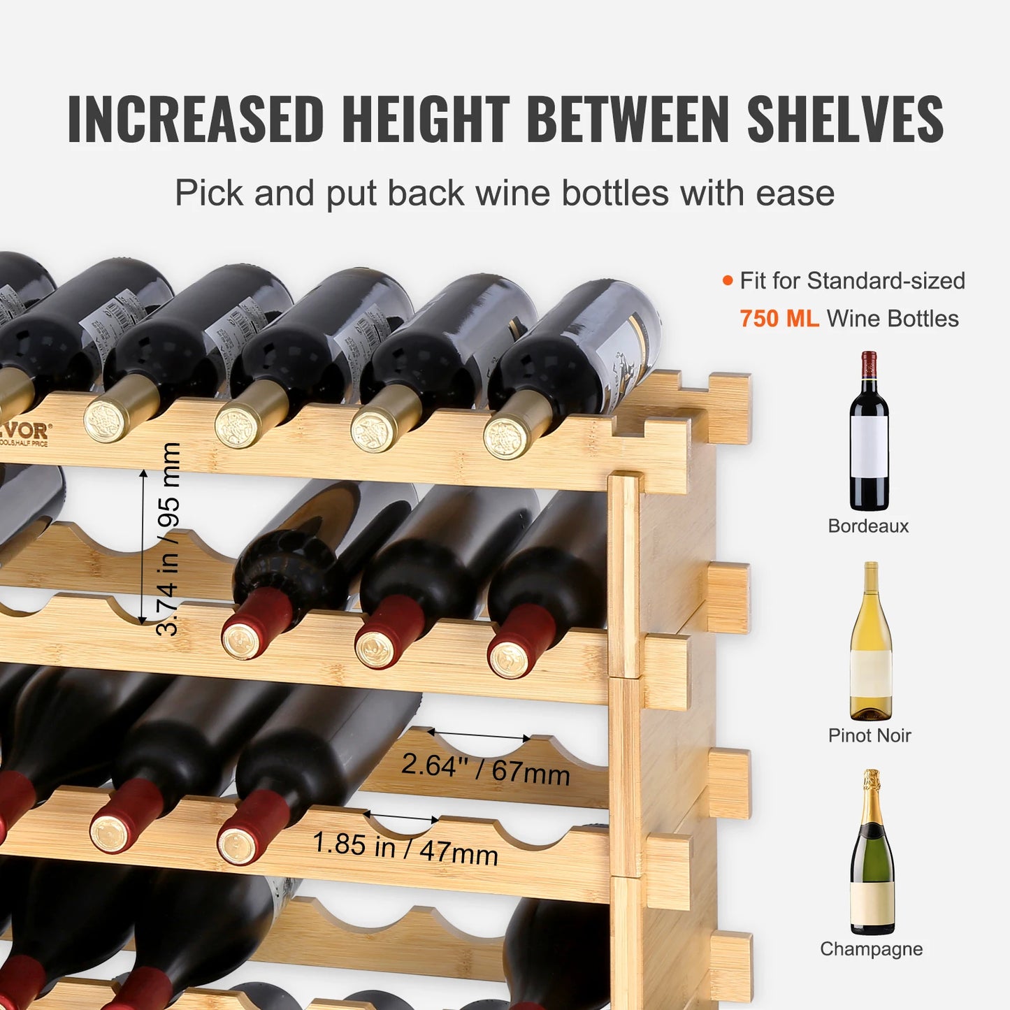 SucceBuy Bamboo Wine Rack Stackable Display