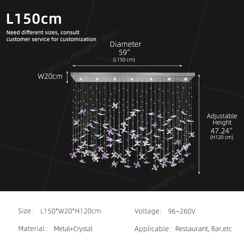 Yingxuan Butterfly Crystal Chandelier For Dining Room Kitchen Island
