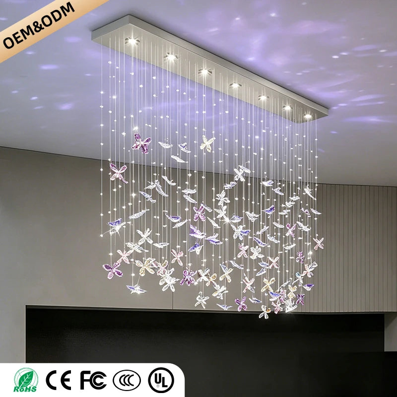 Yingxuan Butterfly Crystal Chandelier For Dining Room Kitchen Island