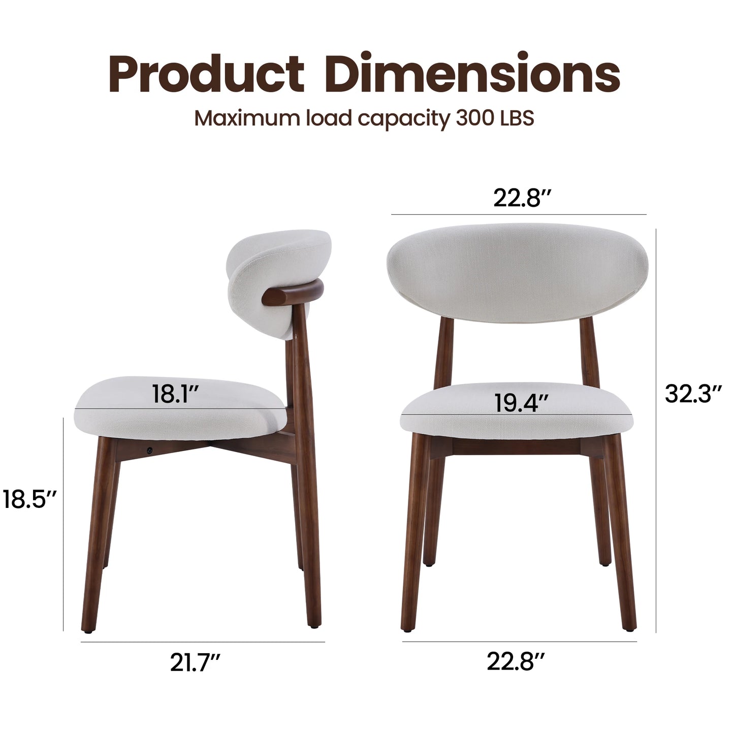 Farini Solid Wood Dining Chairs Set of 2 with Modern Fabric Upholstered for Dining Room