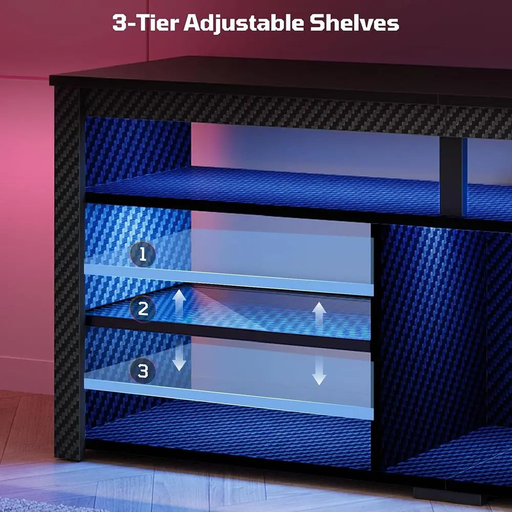 Modern LED TV Stand With Storage And Entertainment Center