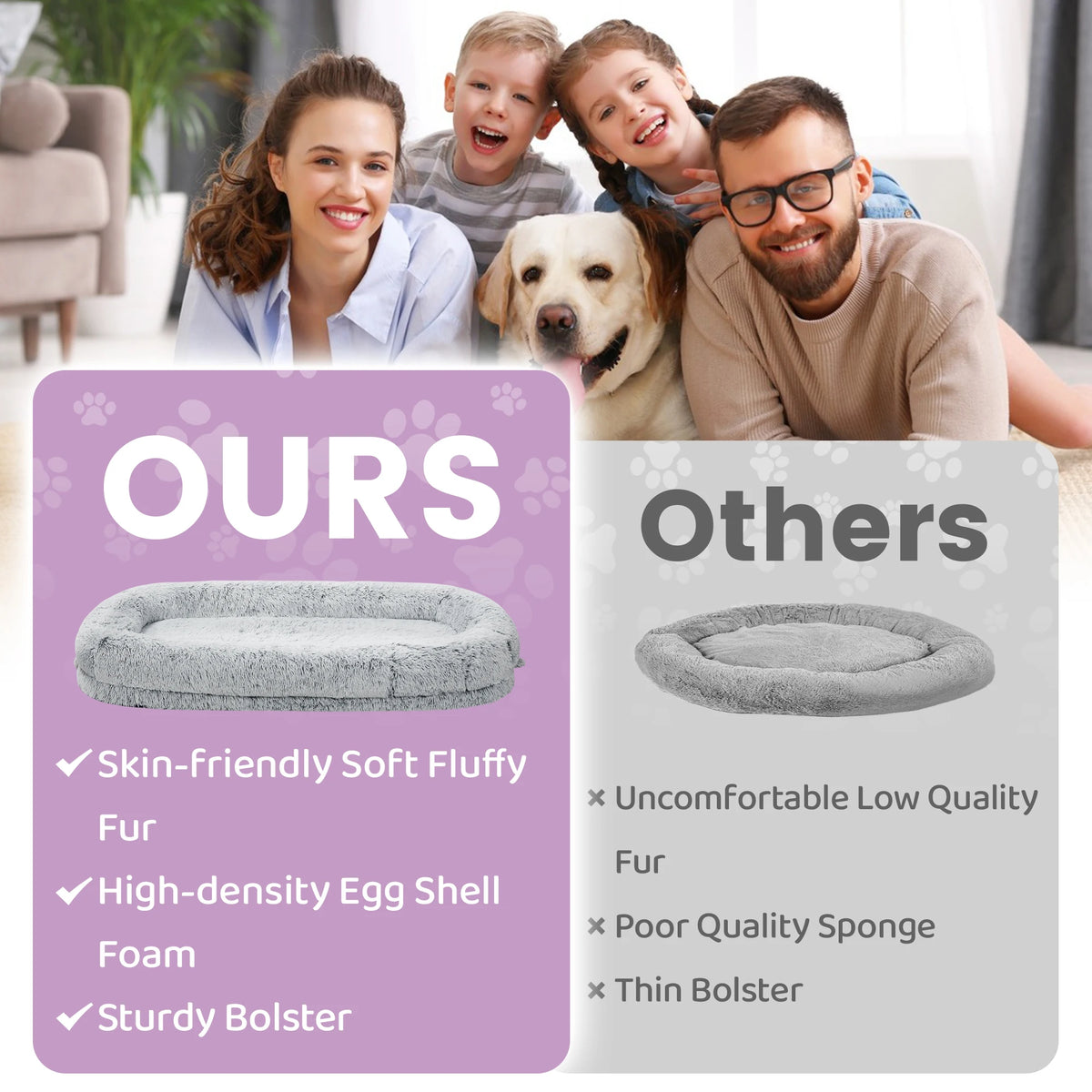 Orthopedic Human Dog Bed With Removable Washable Cover