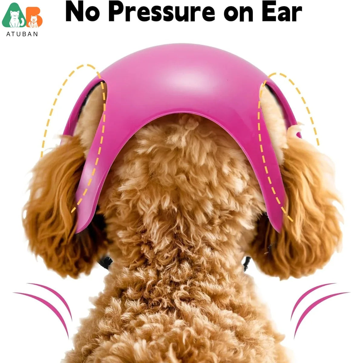 ATUBAN Dog Helmet for Medium Dog, Pet Motorcycle Helmet Ear Holes,Adjustable Belt for Outdoor Walking, Biking, Riding, Driving