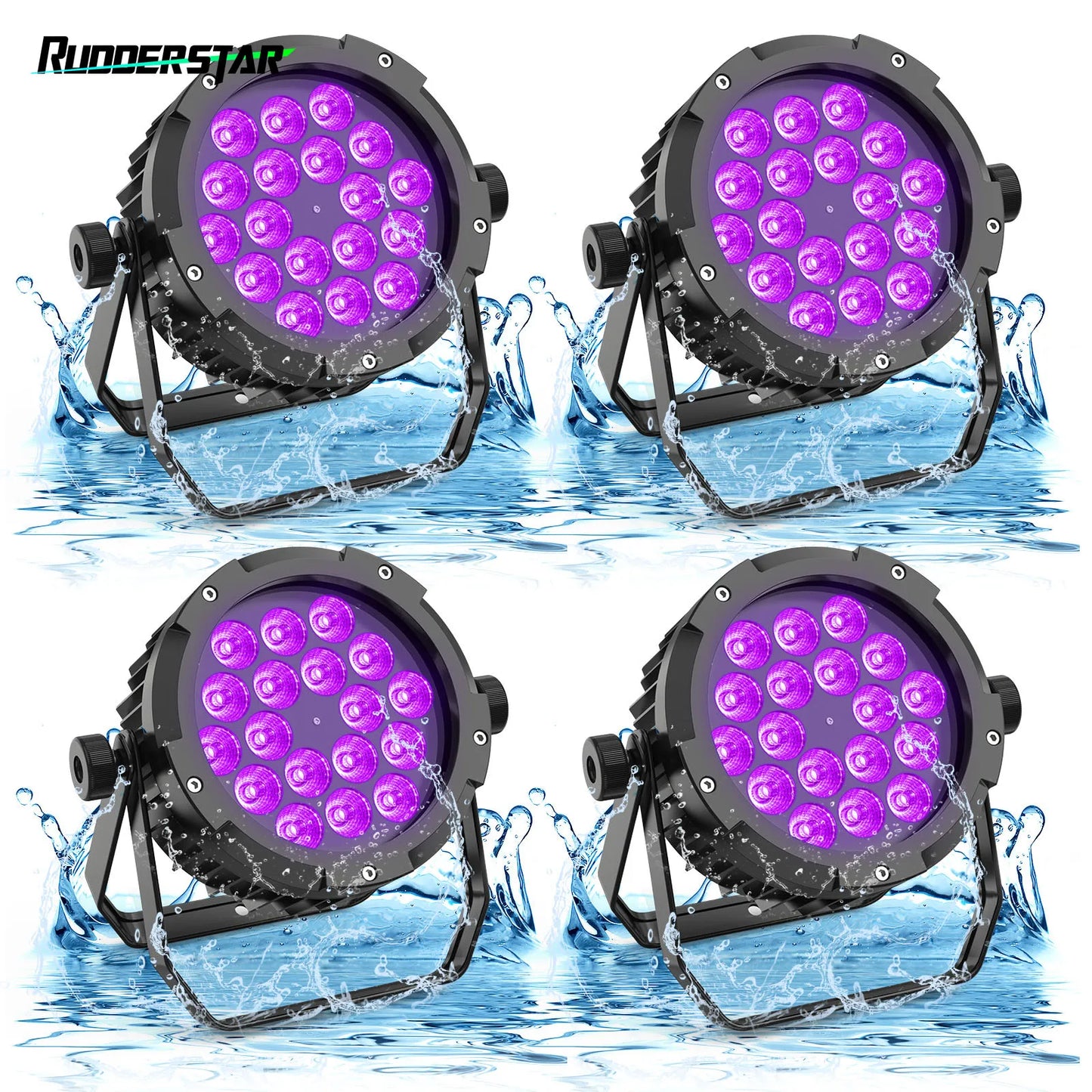 4PCS Waterproof 18LEDs Par Light with Flight Cases RGBWA+UV Stage Effect Lighting Projector for Disco Dance Hall Party Bar