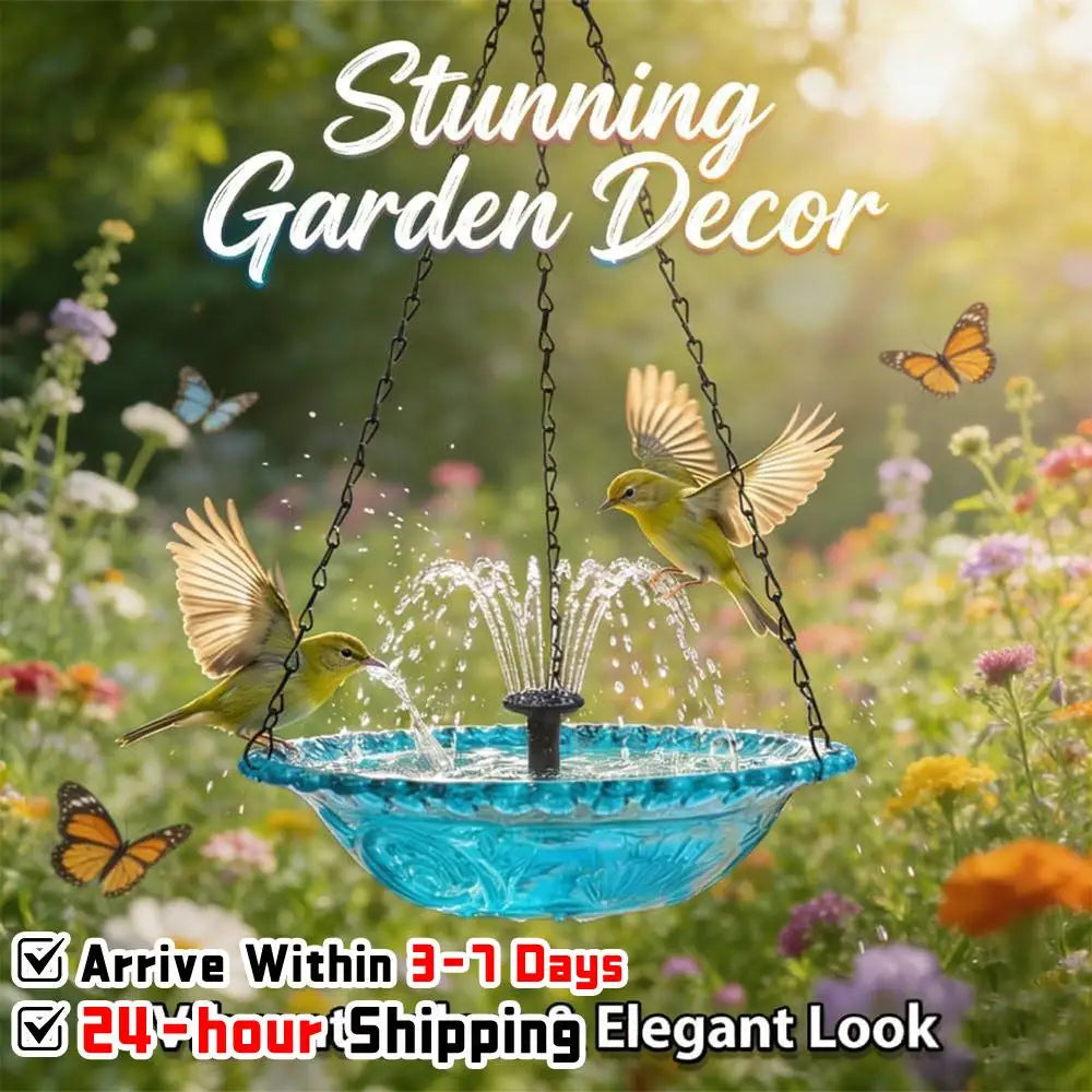 Solar Hanging Bird Bath Fountain for Outdoor Garden Decor