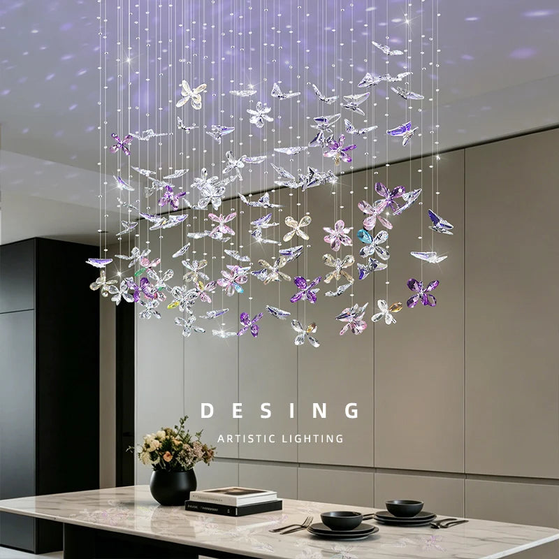 Yingxuan Butterfly Crystal Chandelier For Dining Room Kitchen Island