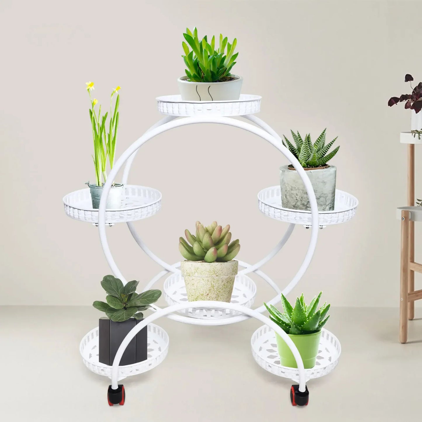 Six Pot Metal Plant Stand For Patio And Living Room