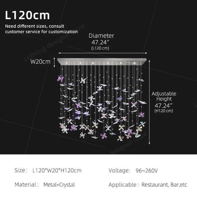 Yingxuan Butterfly Crystal Chandelier For Dining Room Kitchen Island