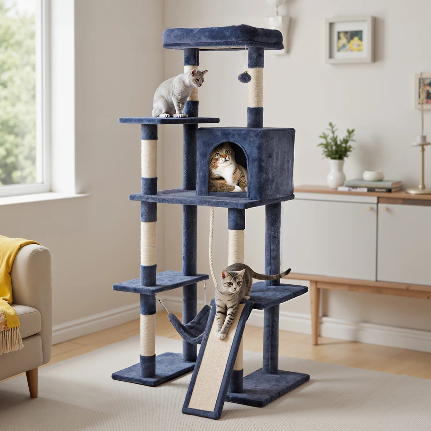 JHK Cat Tree Tower With Natural Sisal Scratching Posts