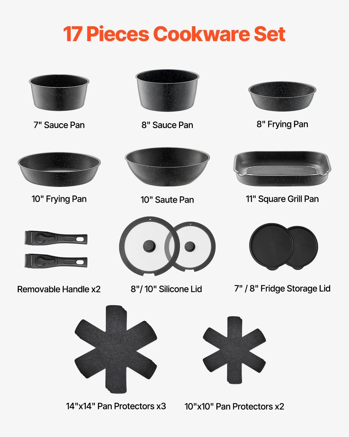 SucceBuy Nonstick Granite Cookware Set for Induction