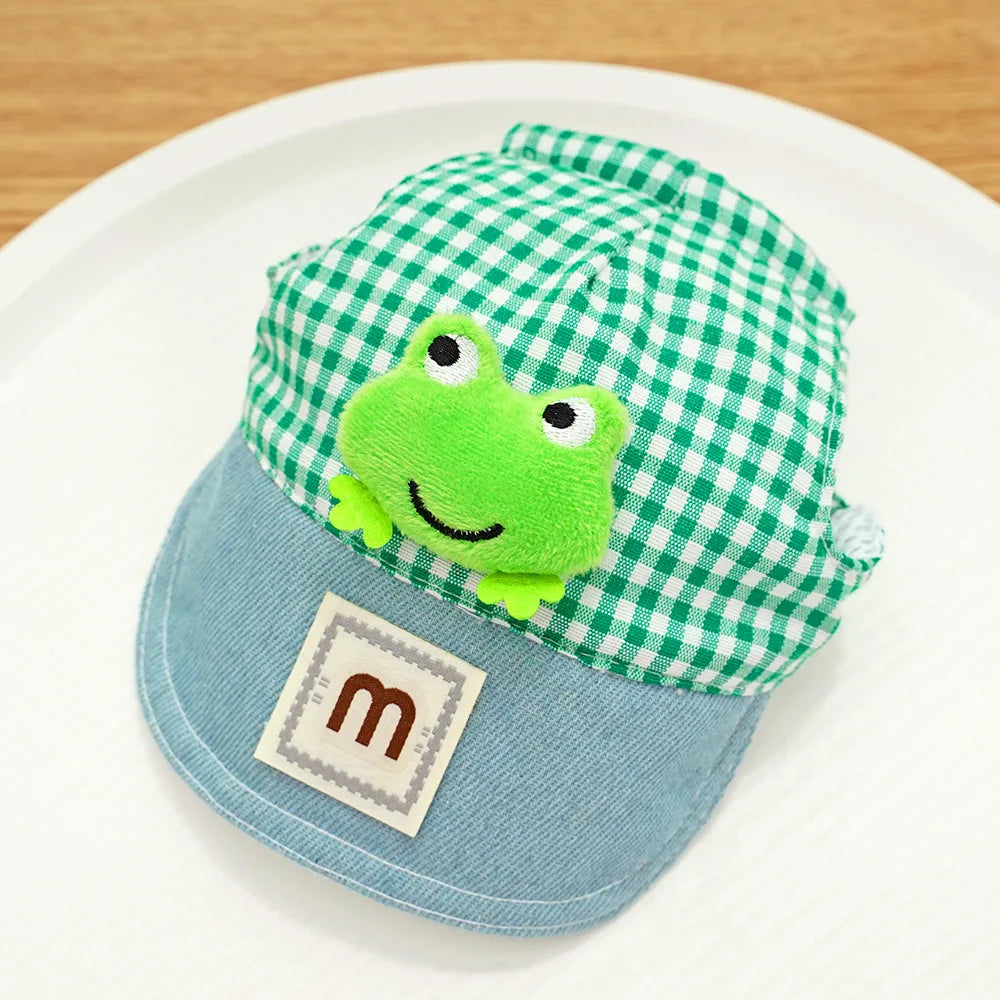 Spring and Summer Outdoor Pet Supplies 3pcs/set Dog Harness Leash Sun Hat for Small Dogs Kitten Cap Frog Bear Fries Pet Clothes
