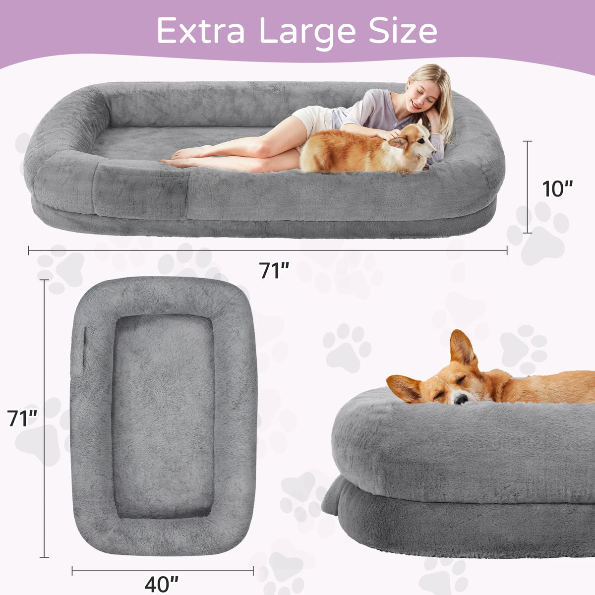 Orthopedic Human Dog Bed With Removable Washable Cover