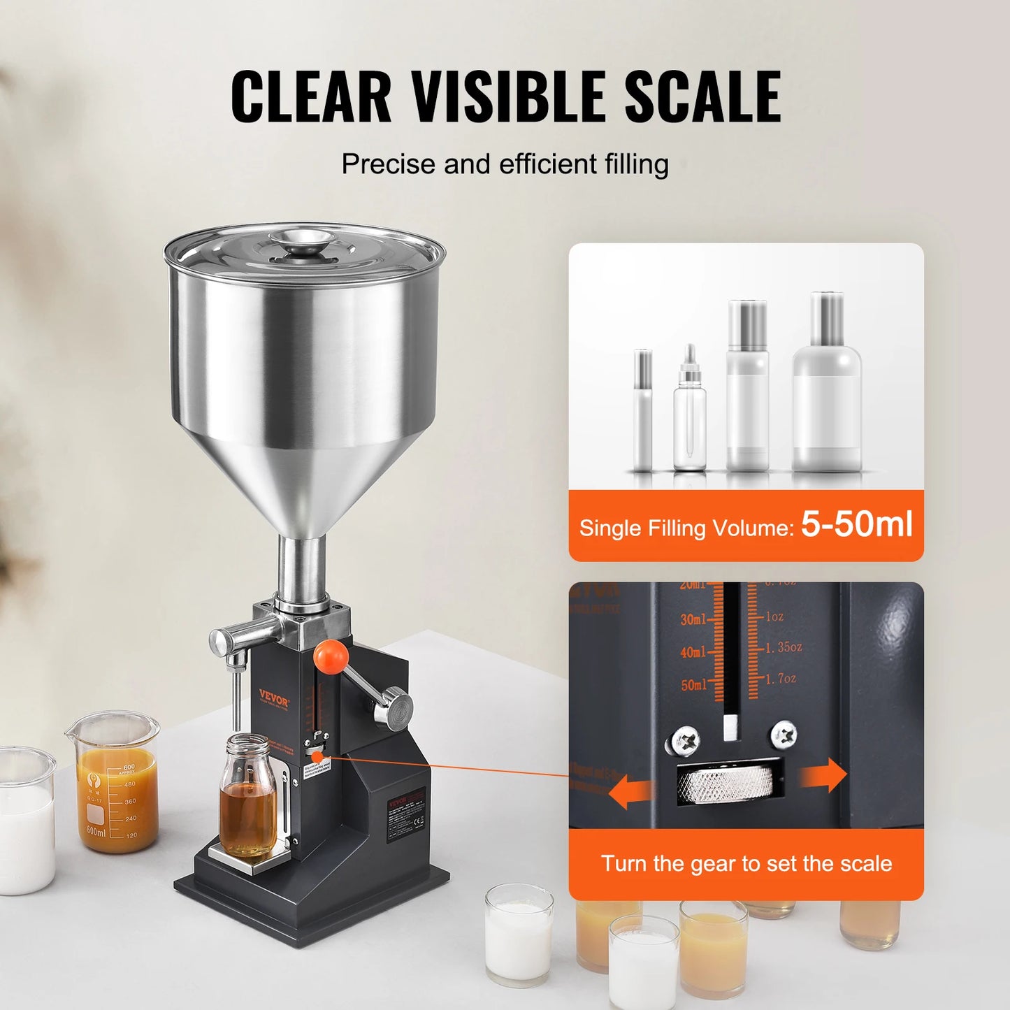 VEVOR Manual Liquid Filling Machine With Adjustable Hopper
