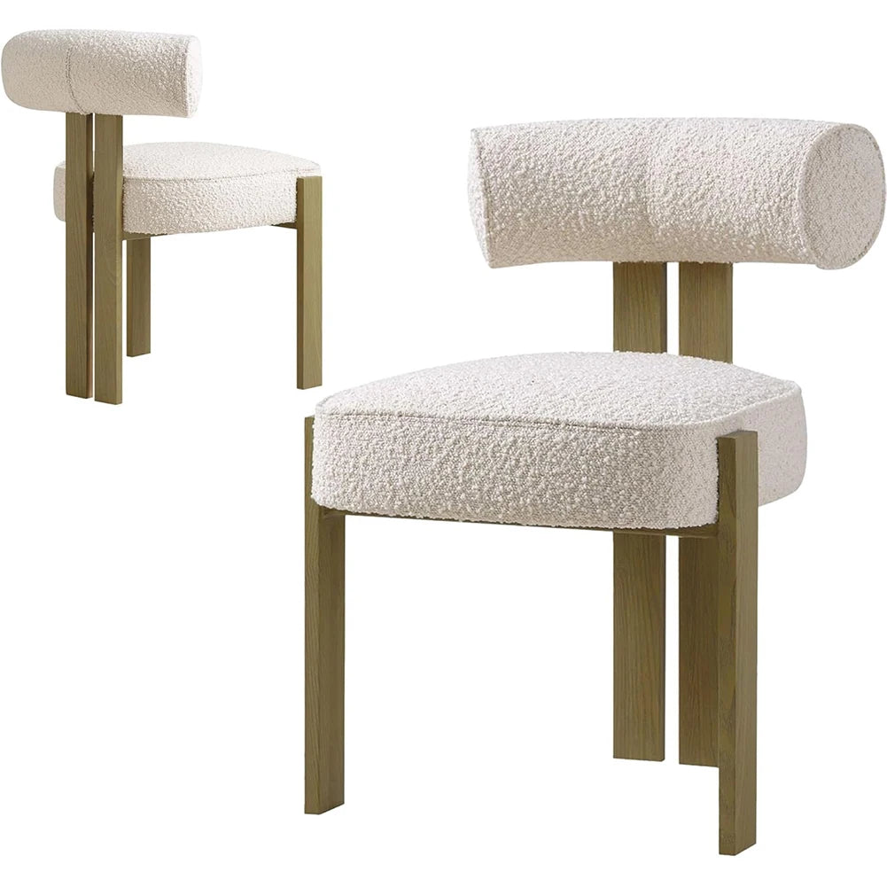 HiMISS Dining Chairs Set Of 2 Modern Boucle Ergonomic Back