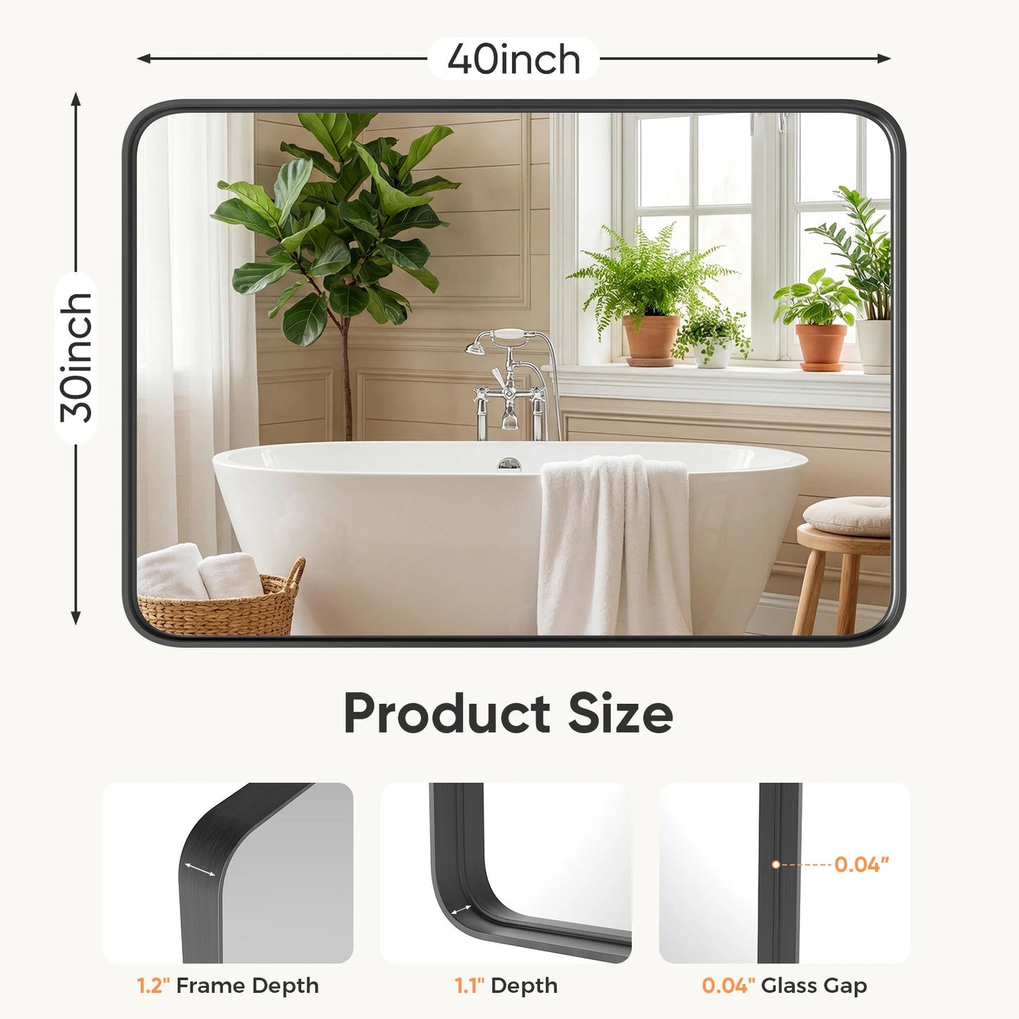 MCQ Matte Framed Wall Mirror For Modern Bathroom Vanity