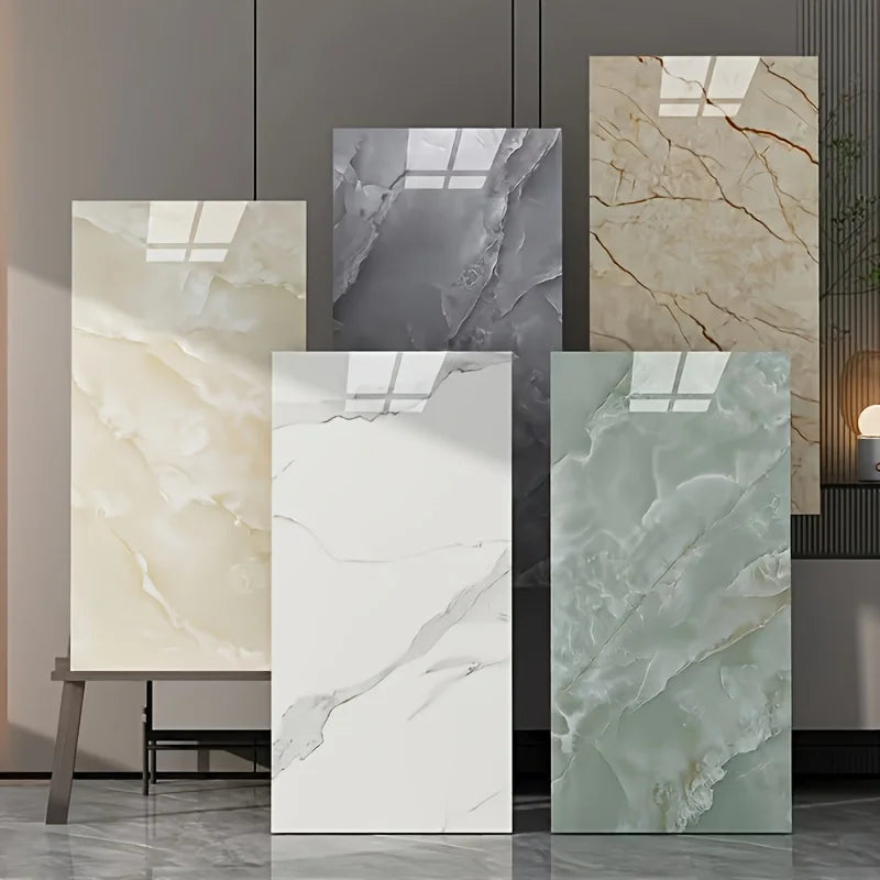 us20/40pcs Glossy Marble Pattern Wall Panels Wall Sticker Set, Self-Adhesive Detachable PVC Wall Panels Wall Decals, Waterproof Peel And Stick Backsplash for Kitchen, Bathroom, Living Room, Home, Office, Dorm Decord
