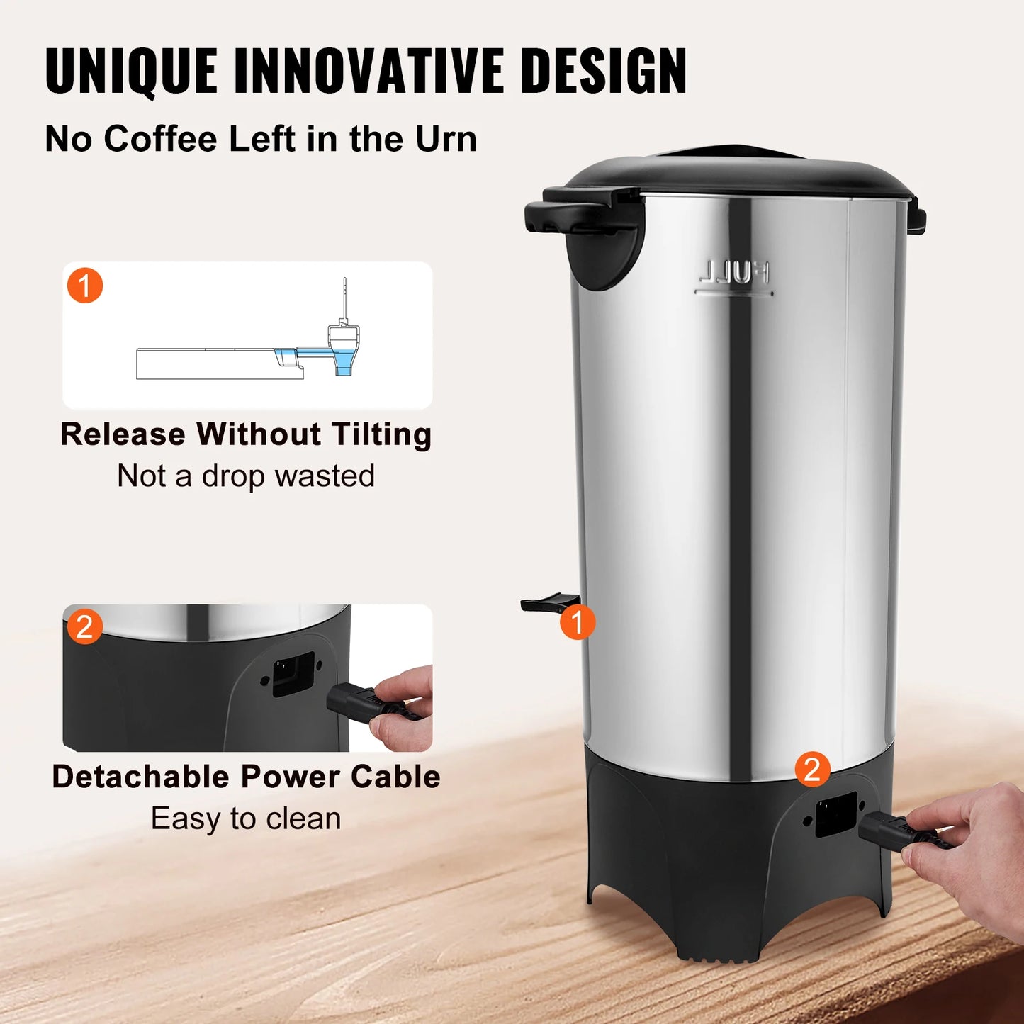 SucceBuy Commercial Coffee Urn Stainless Steel 1000W Electric Brewer