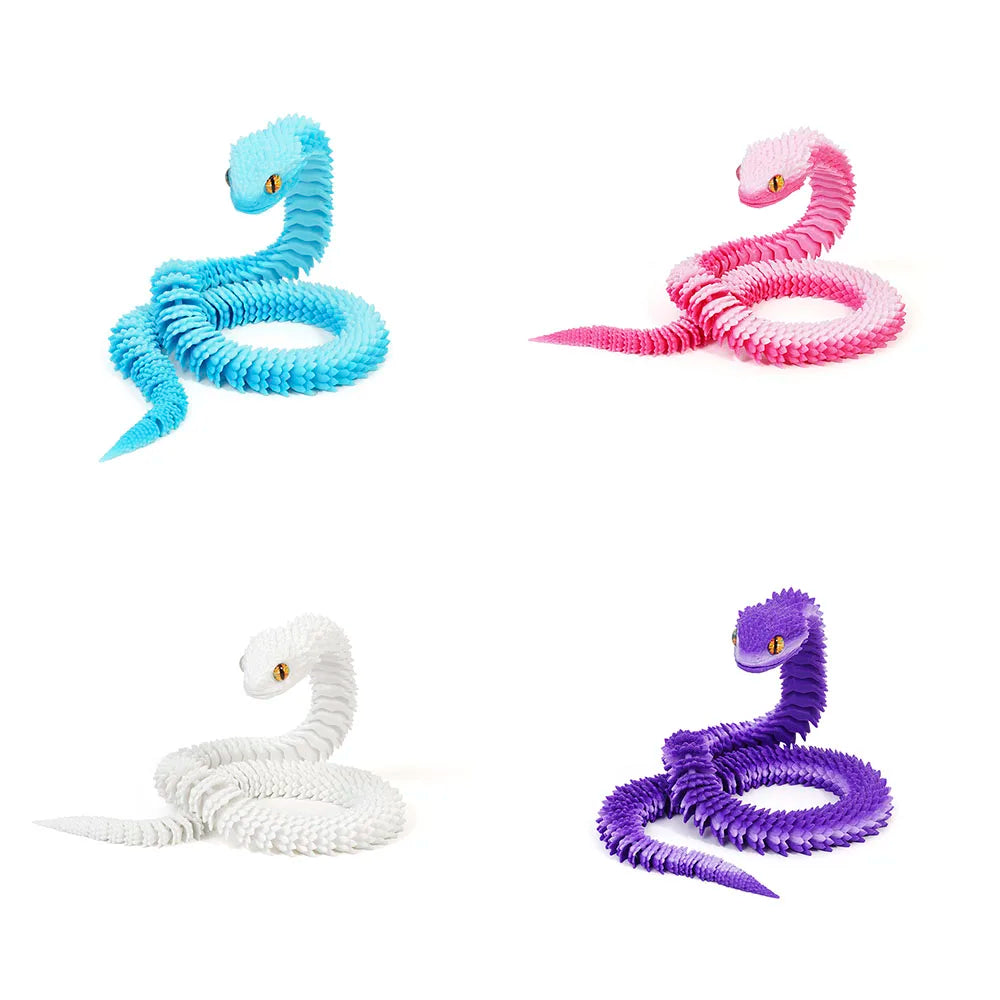 3D Printed Snake Decoration Colorful Model 3D Printed Animals Creative Toy Desk Accessories Room Decor Table Ornament 3 Sizes