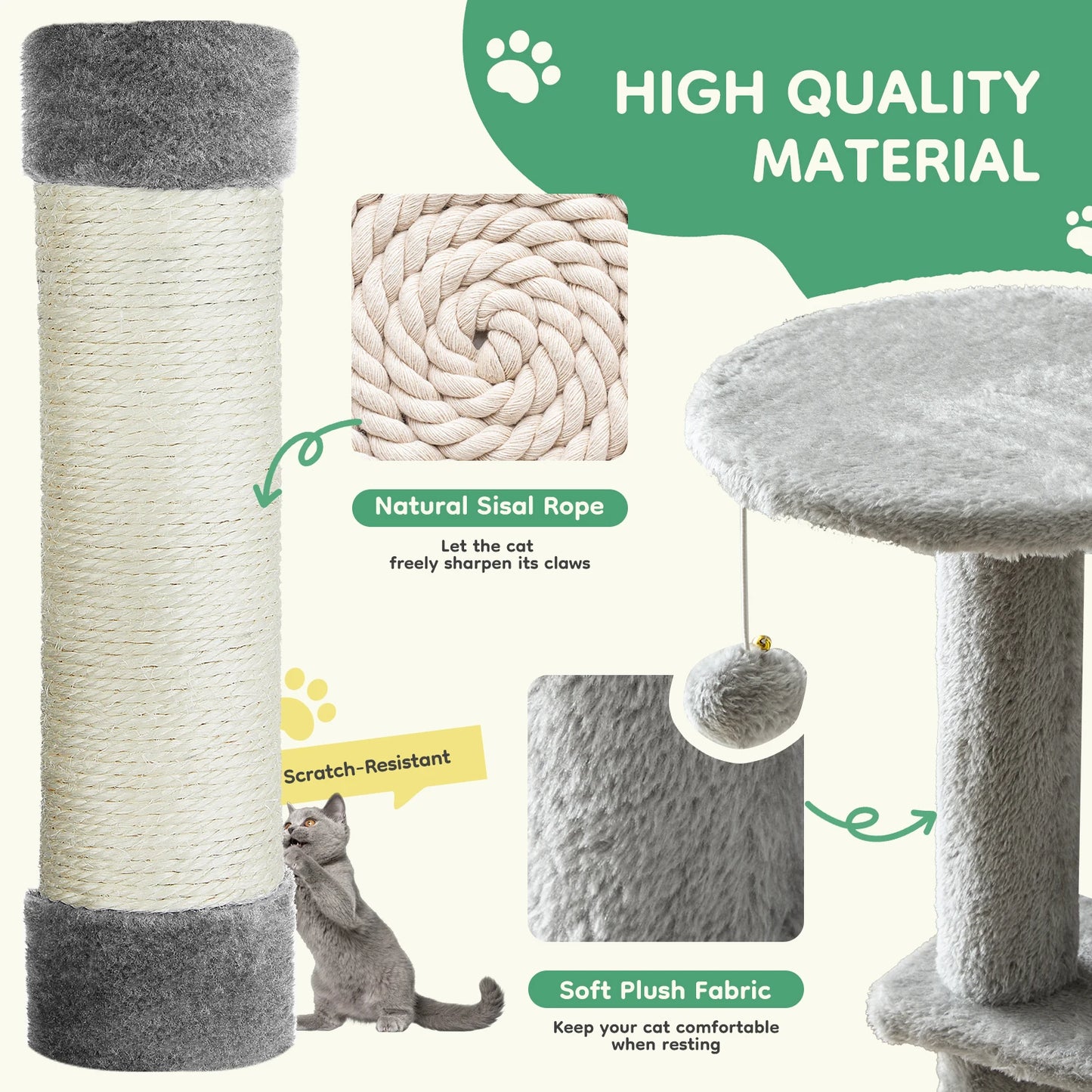 JHK Cat Tree For Multi Cat Indoor Climbing Tower Sisal