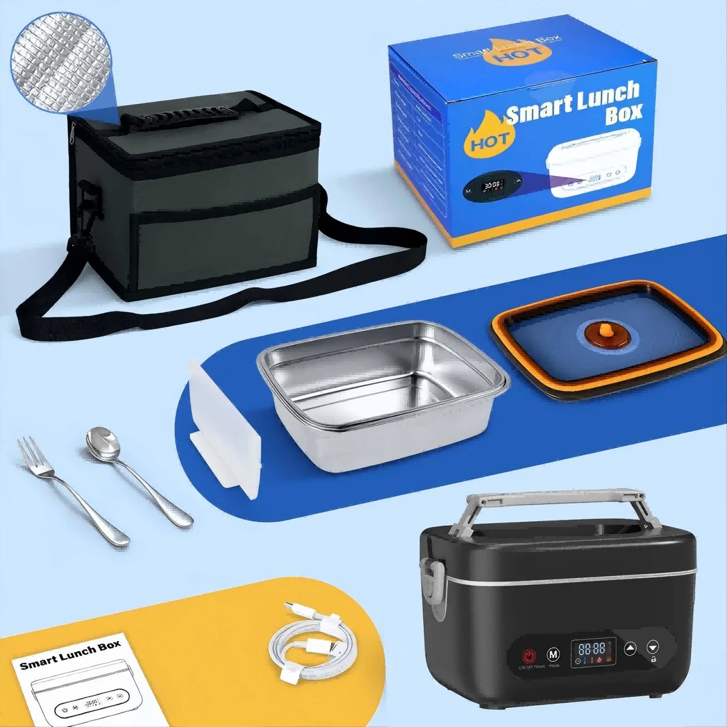12000mAh Wireless Lunch Box Heater With Five-Sided Heating Leak-Proof