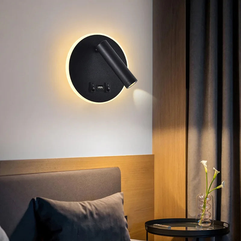 Bedside Reading Wall Lamp Nordic Modern LED Wall Light With Switch USB Indoor Lighting Room Decor For Bedroom Living Room Sconce