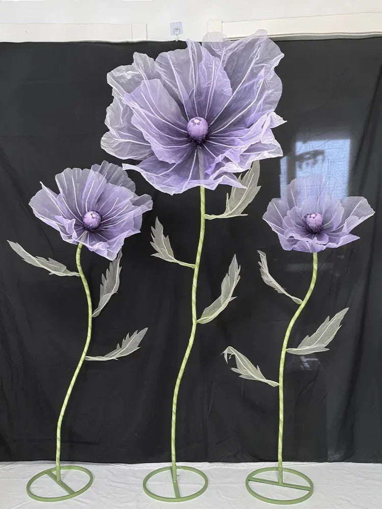 190cm Large Artificial Poppy Flowers Wedding Decor Props Road Lead Flowers Garden Wedding Decoration Window Display Home Decor