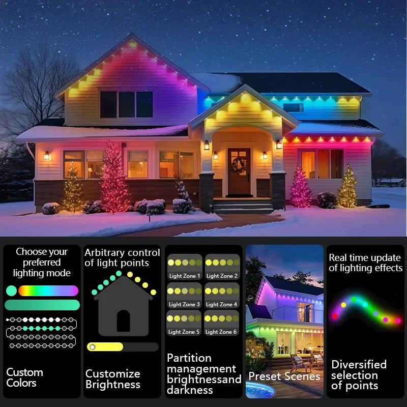 MIMIRGB Smart Outdoor Lights RGBIC With 75 Scene Modes LEDs