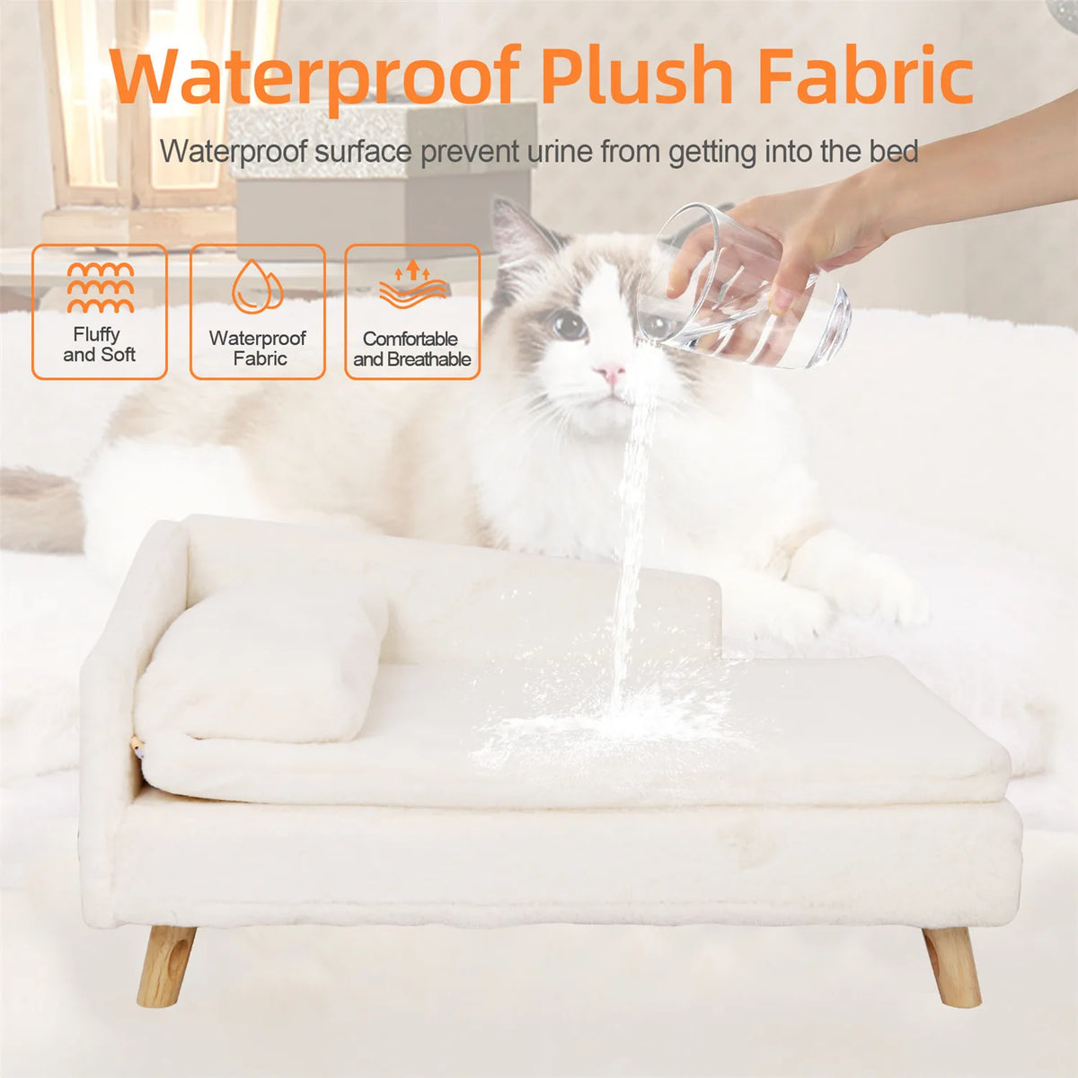 BINGOPAW Waterproof Elevated Pet Sofa Bed With Plush Cushion