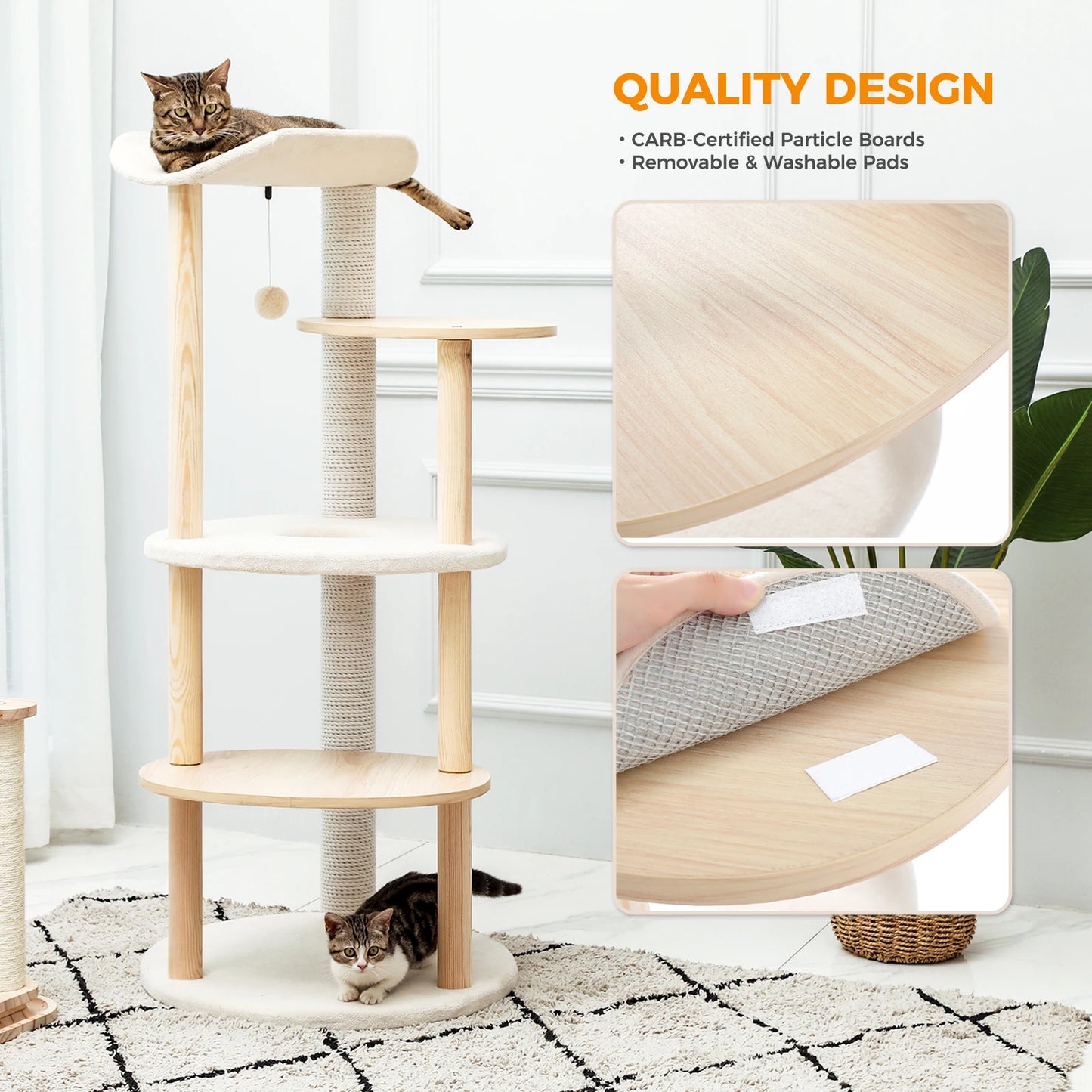 PAWZ Road Modern Cat Tree Tower With Scratching Post Multi Level Condo Perch