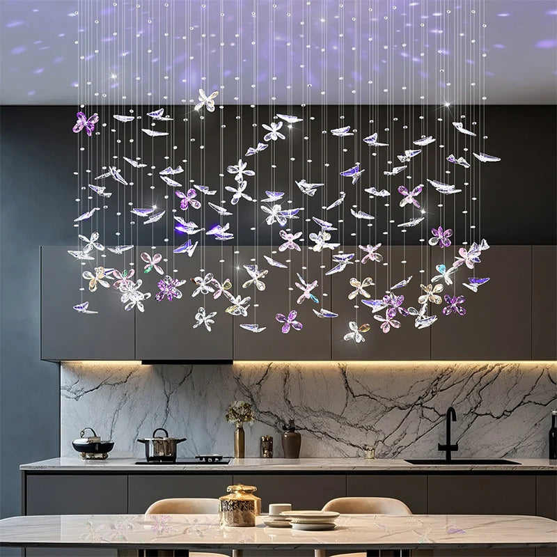Yingxuan Butterfly Crystal Chandelier For Dining Room Kitchen Island