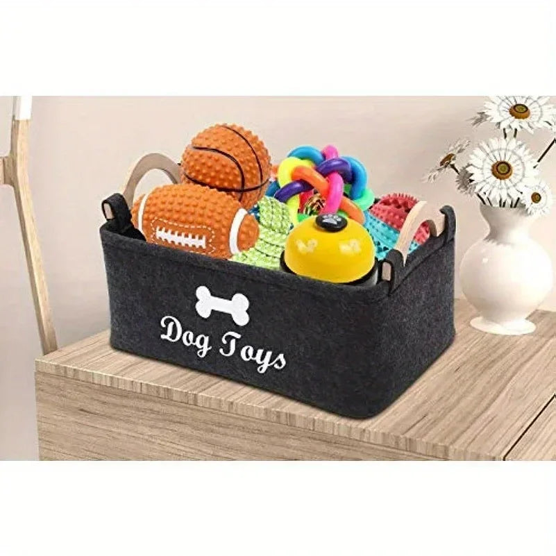 Felt pet toy box, dog toy box, storage basket box - perfect for organizing pets