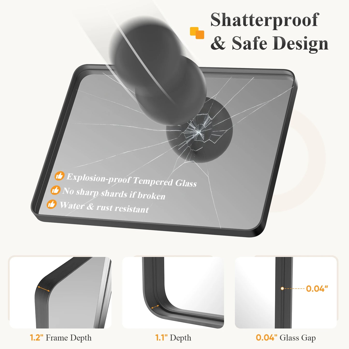 MCQ Matte Framed Wall Mirror For Modern Bathroom Vanity