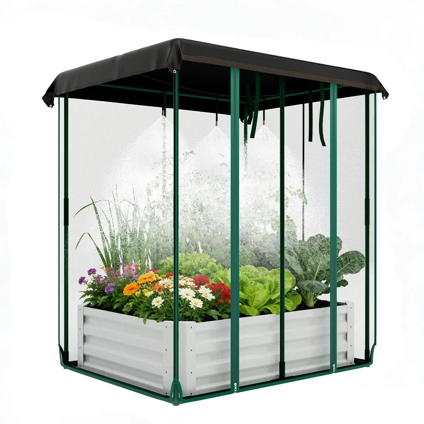 HiMISS 3In1 Raised Garden Bed Galvanized Metal Planter Box
