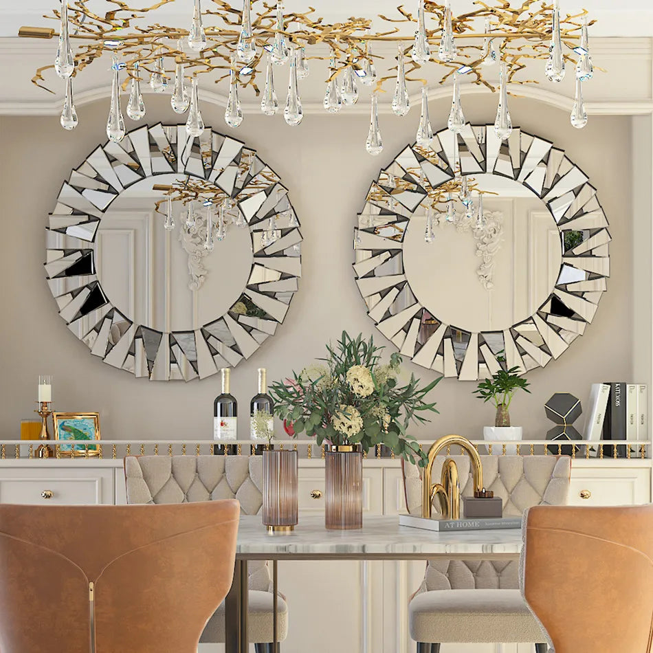 Luvodi Round Decorative Wall Mirror With Artistic Starburst Design