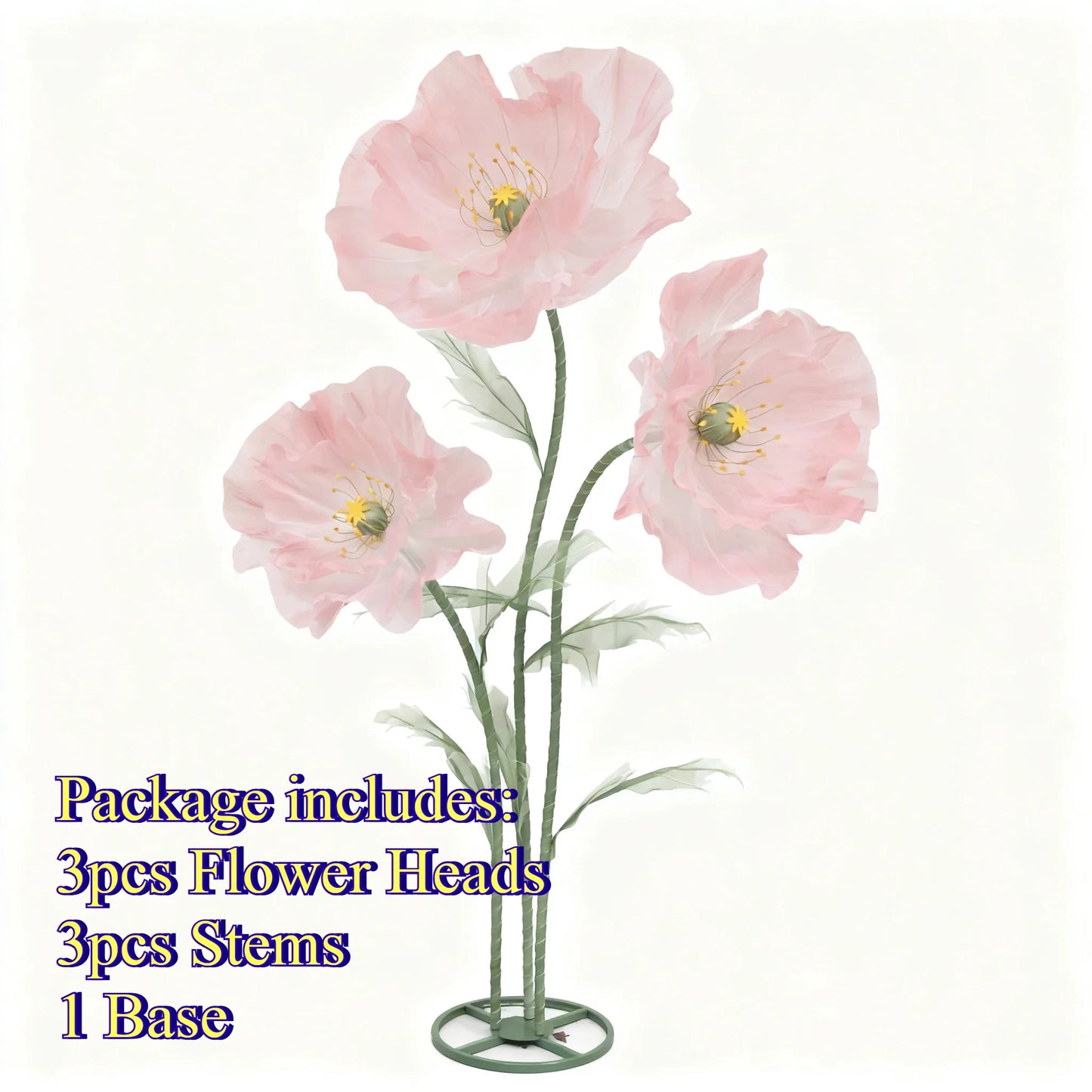 Waterproof Giant Silk Decorative Poppy Big Artificial Flowers Wedding Road Lead Flower Backdrop Decoration With Stand Home Decor