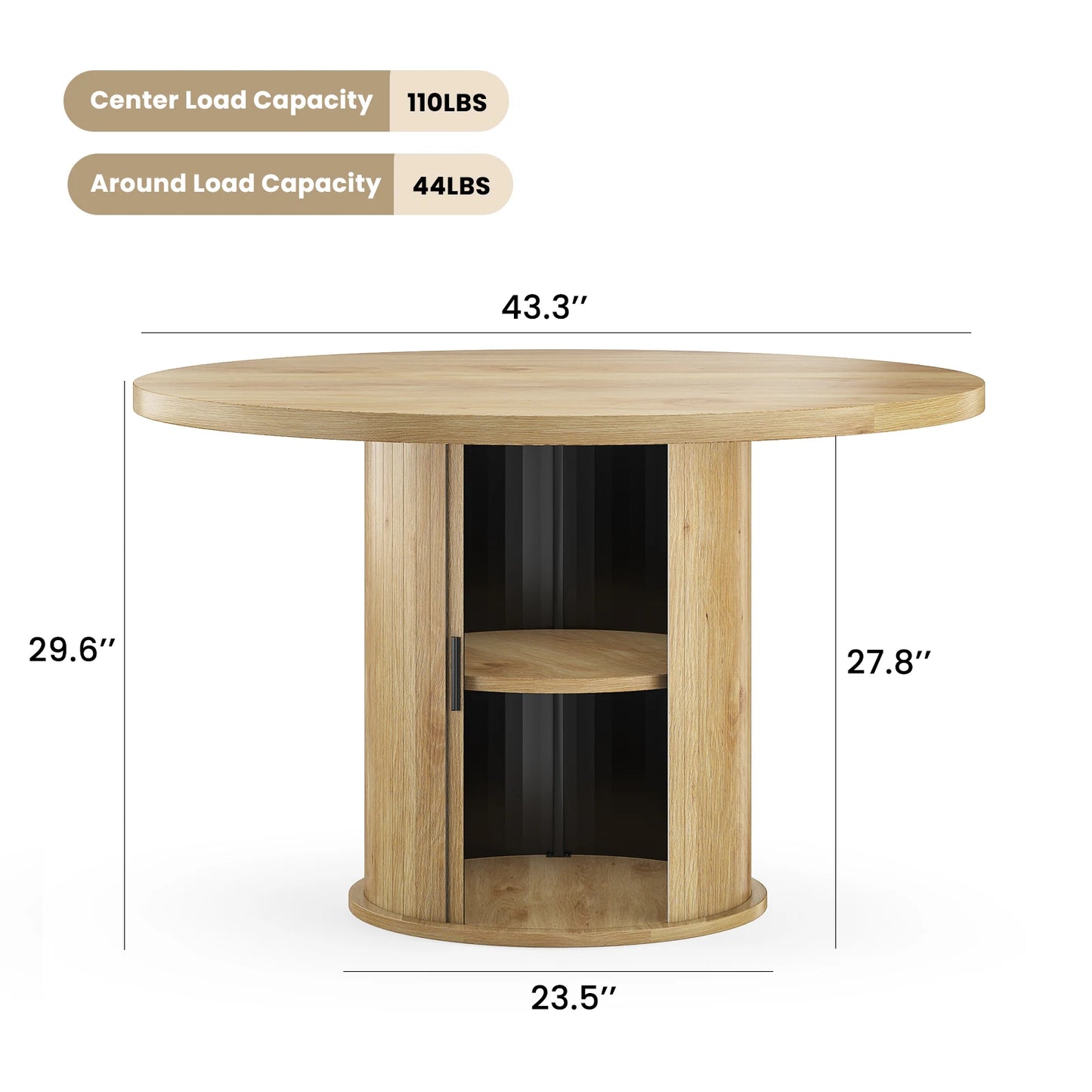 FARINI Round Dining Table Modern Wood With Metal Base