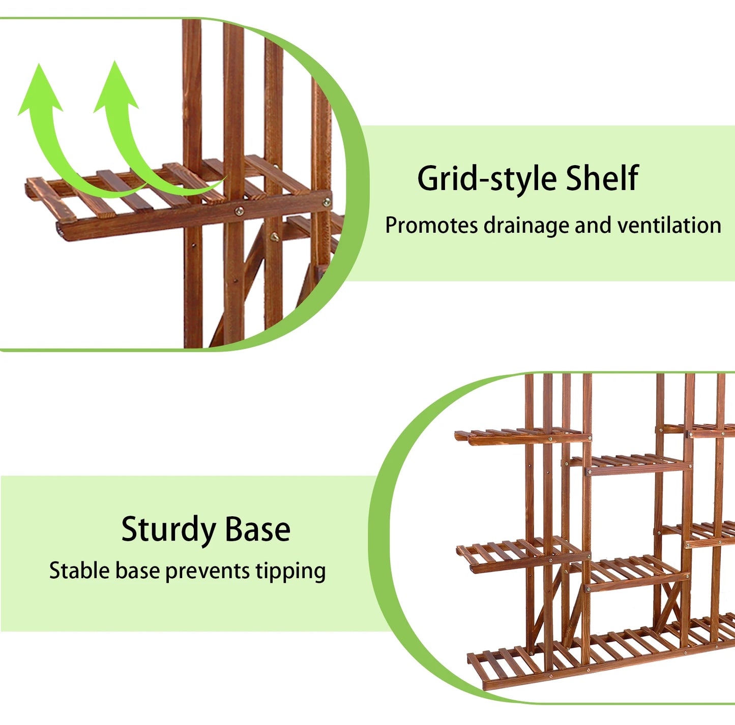 Wisfor Wooden Plant Shelf And Flower Pot Stand Indoor Outdoor