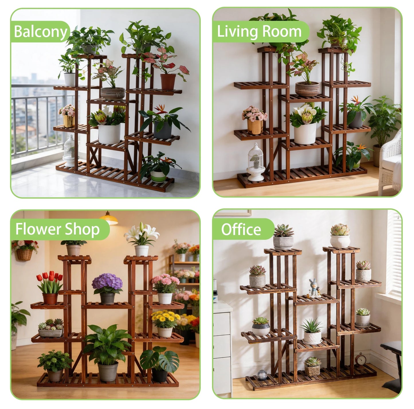 Wisfor Wooden Plant Shelf And Flower Pot Stand Indoor Outdoor