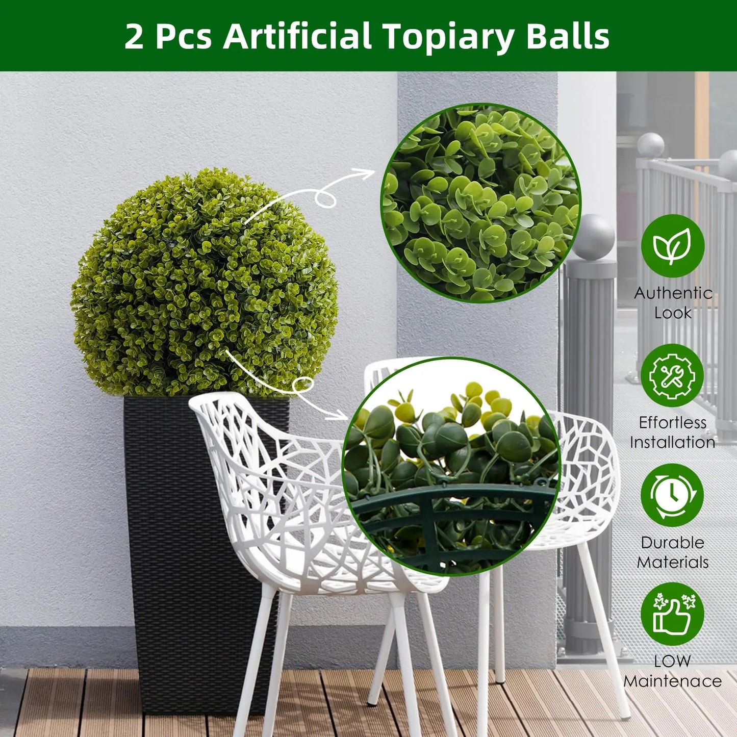 Studyset Artificial Topiary Balls Outdoor Set Of 2 For Decor