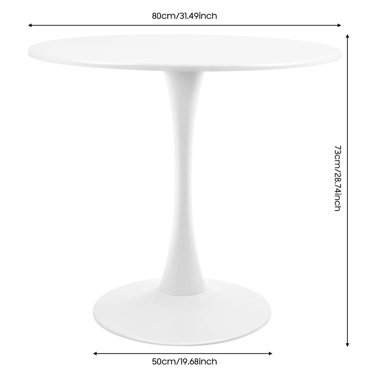 Round White Tulip Dining Table, 31.5inch Modern Tulip Dining Table Round Shape with Modern Pedestal Base,  for 2-4 People