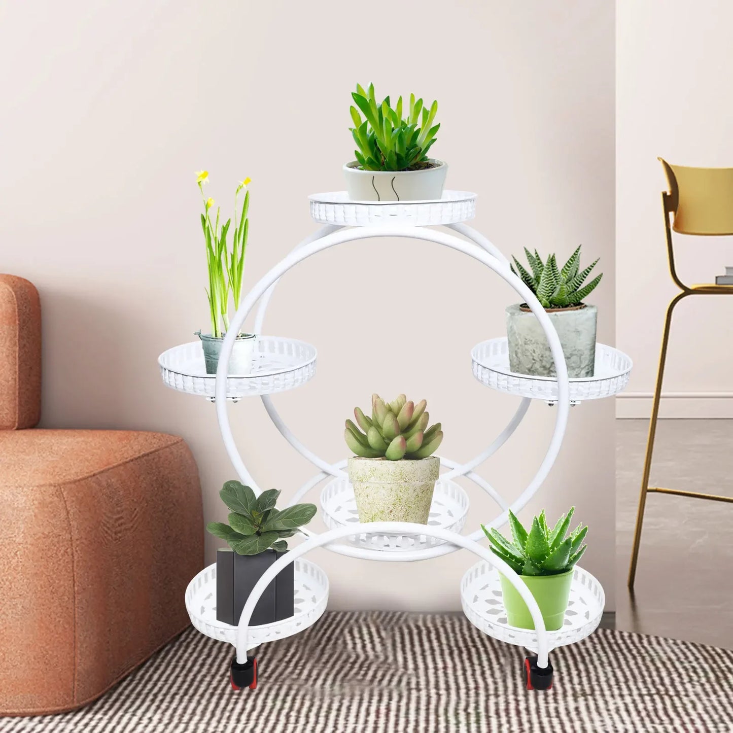 Six Pot Metal Plant Stand For Patio And Living Room